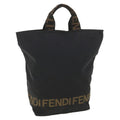 FENDI Hand Bag Nylon Black Brown 38483