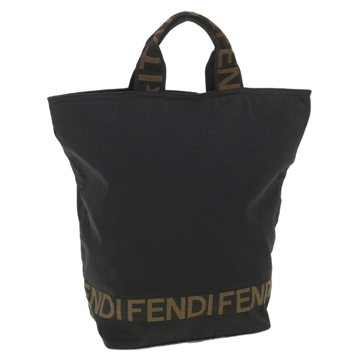 FENDI Hand Bag Nylon Black Brown 38483