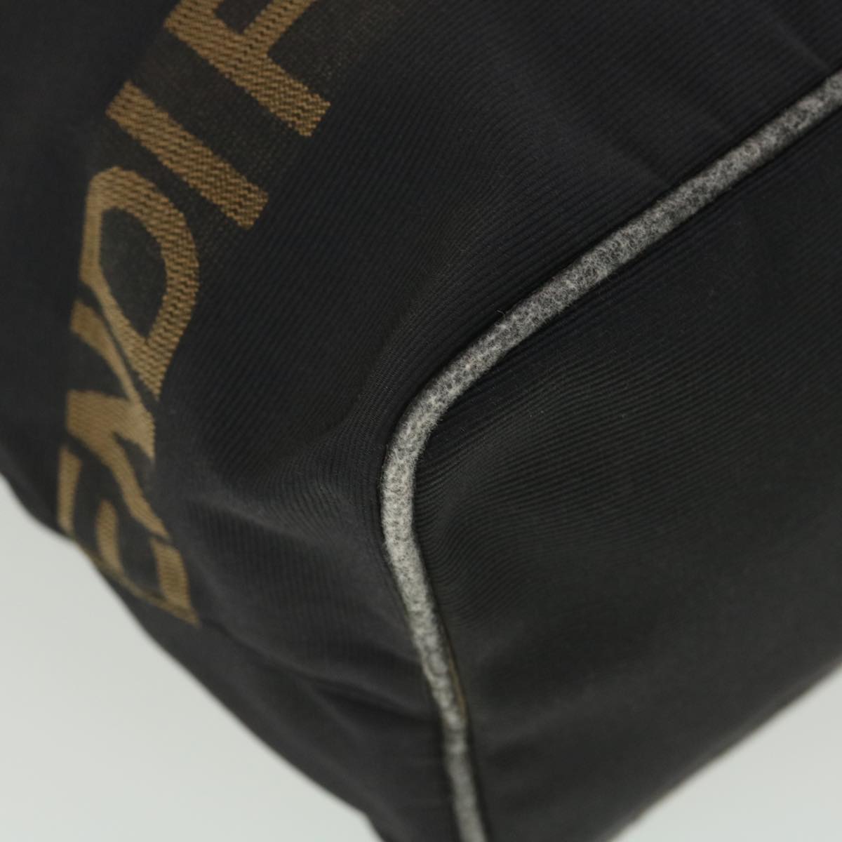 FENDI Hand Bag Nylon Black Brown 38483