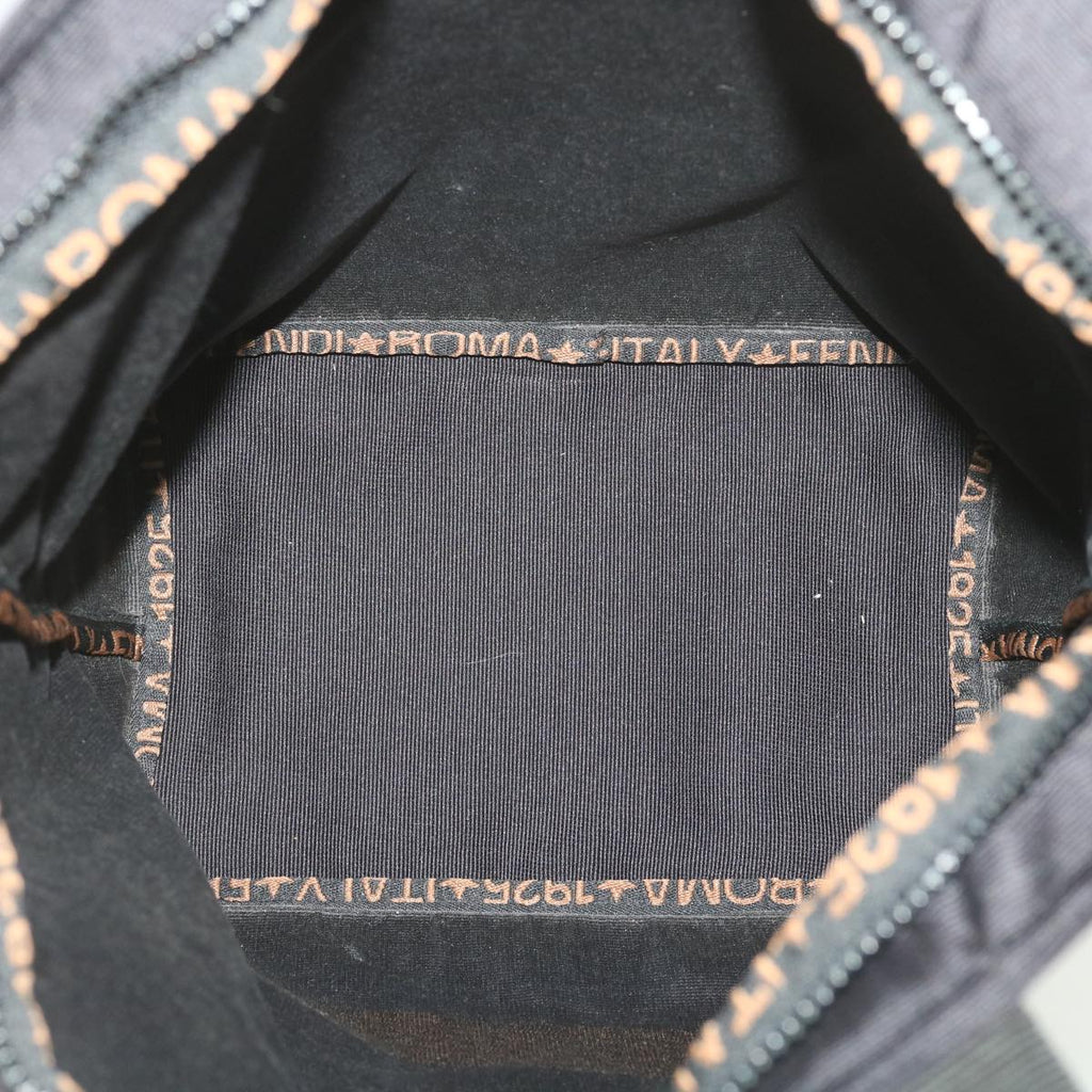 FENDI Hand Bag Nylon Black Brown 38483
