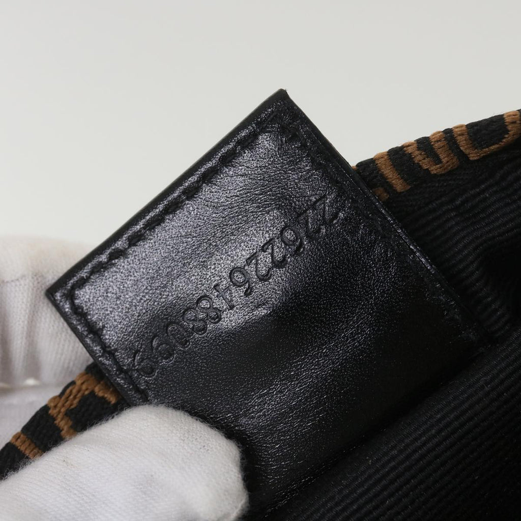FENDI Hand Bag Nylon Black Brown 38483