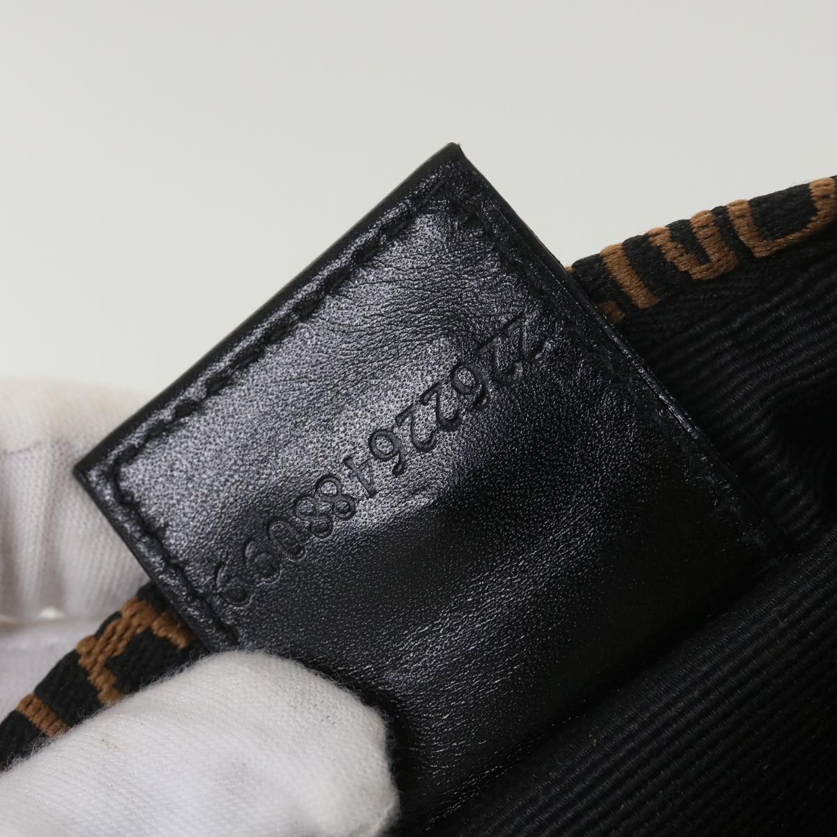 FENDI Hand Bag Nylon Black Brown 38483