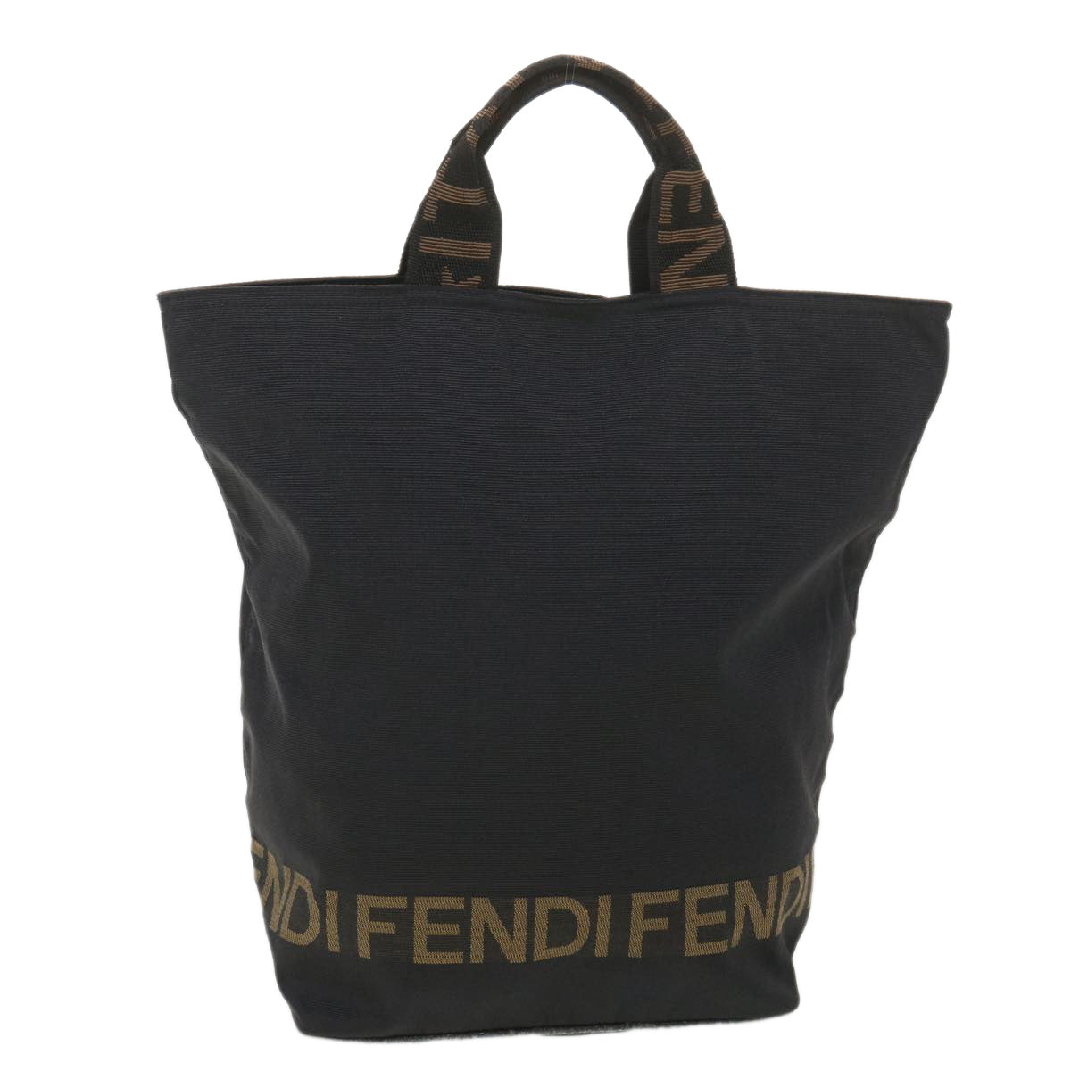 FENDI Hand Bag Nylon Black Brown 38483