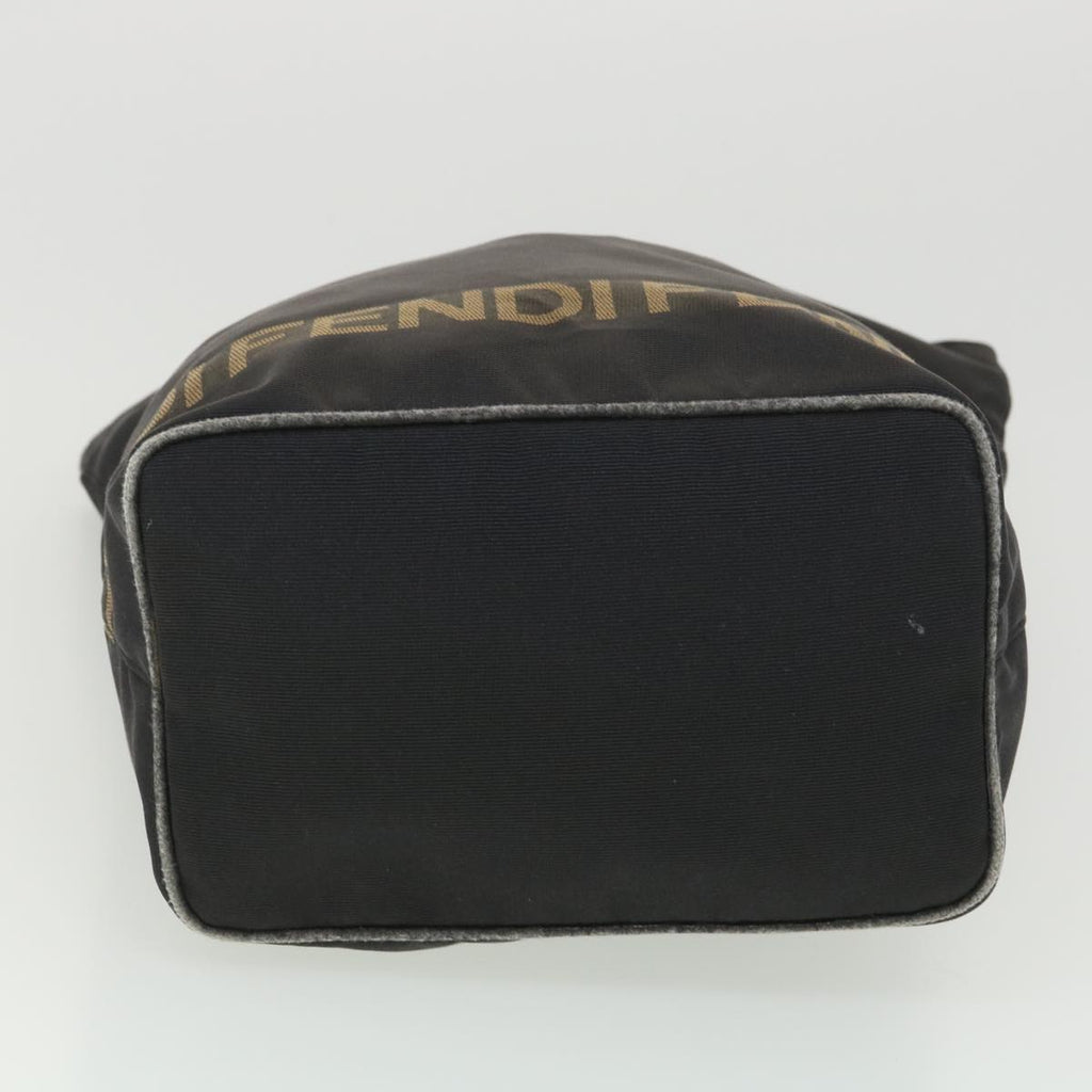 FENDI Hand Bag Nylon Black Brown 38483