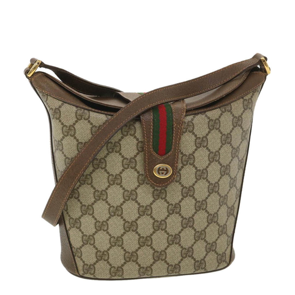GUCCI GG Canvas Web Sherry Line Shoulder Bag Beige Red 40.02.081 38486