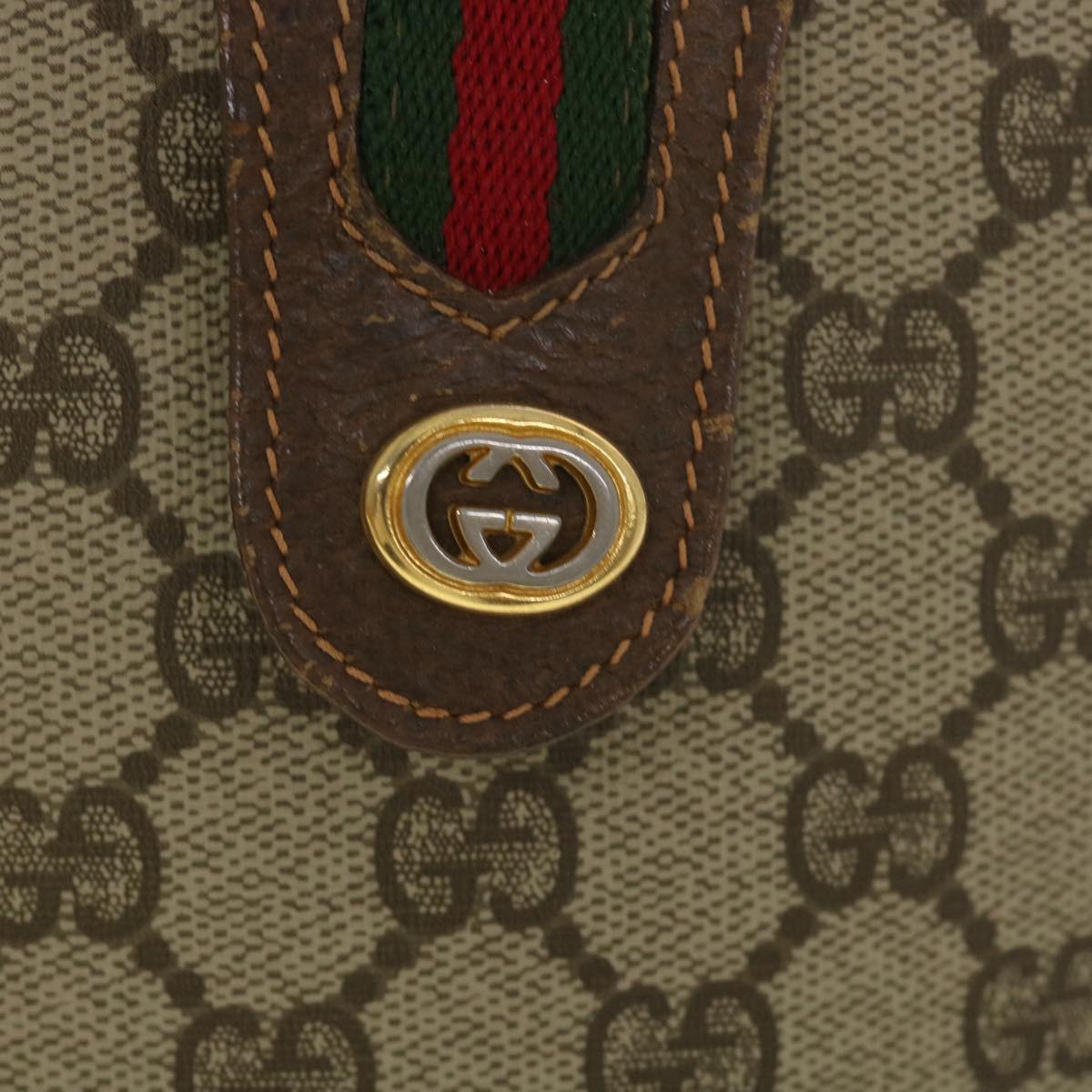 GUCCI GG Canvas Web Sherry Line Shoulder Bag Beige Red 40.02.081 38486