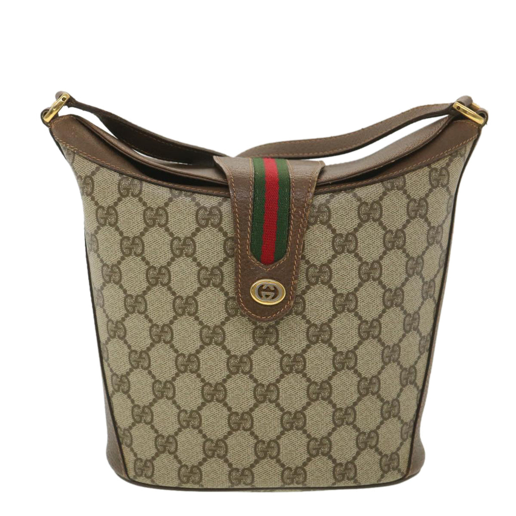 GUCCI GG Canvas Web Sherry Line Shoulder Bag Beige Red 40.02.081 38486