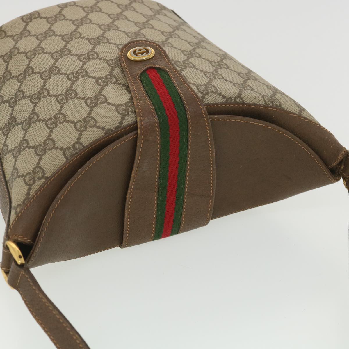 GUCCI GG Canvas Web Sherry Line Shoulder Bag Beige Red 40.02.081 38486