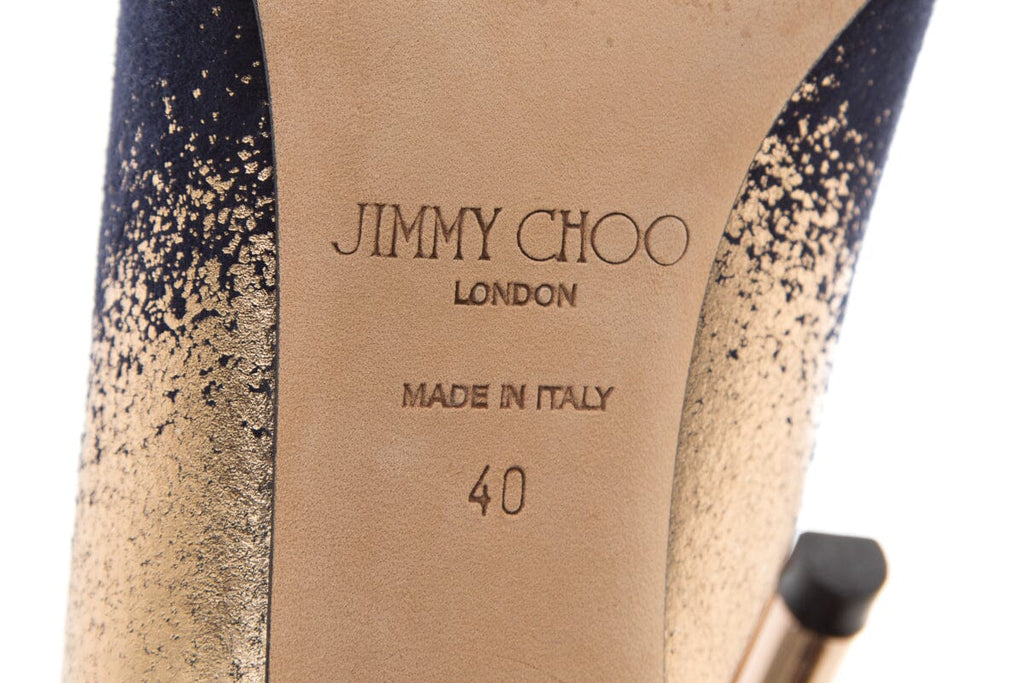 Jimmy Choo Navy & Gold Ombre Detail Heels SZ 40