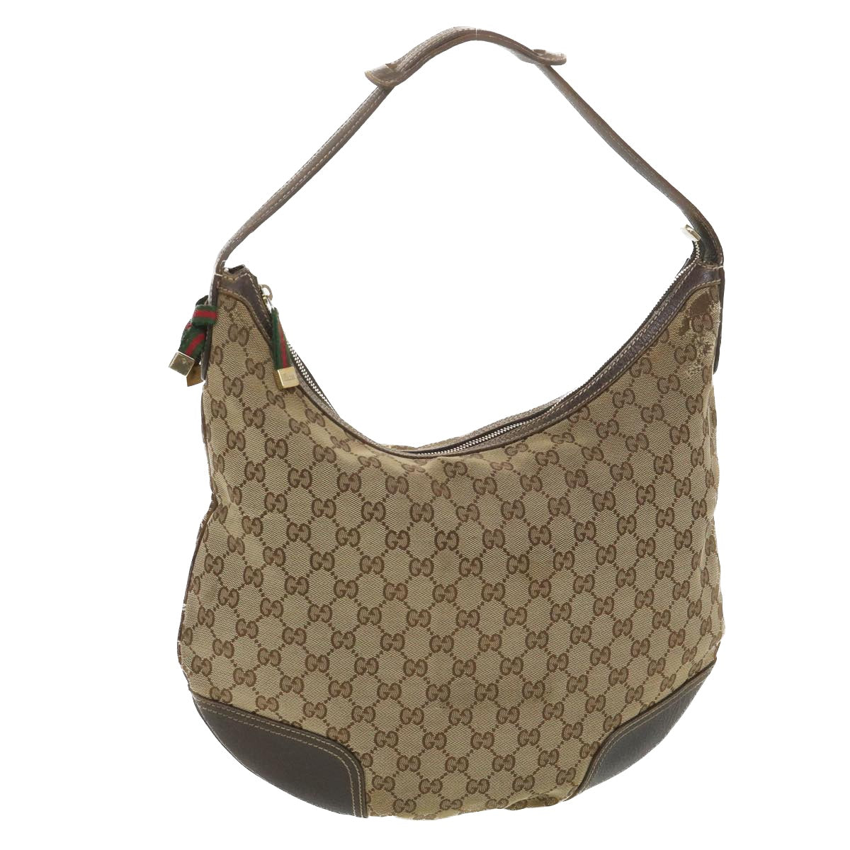 GUCCI Web Sherry Line GG Canvas Shoulder Bag Beige Green Red 162882 38507
