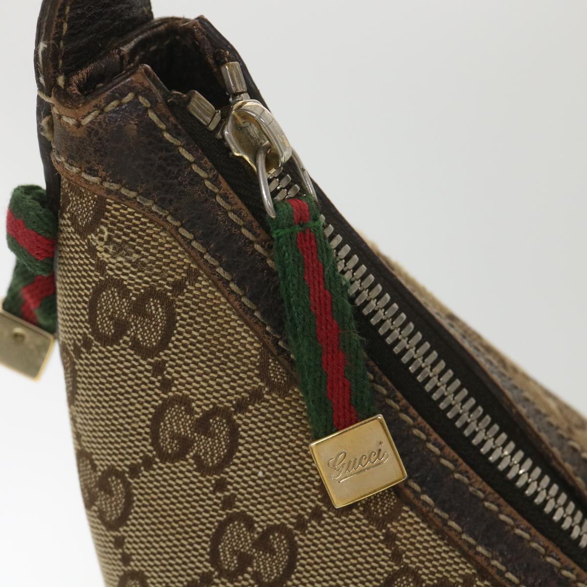 GUCCI Web Sherry Line GG Canvas Shoulder Bag Beige Green Red 162882 38507