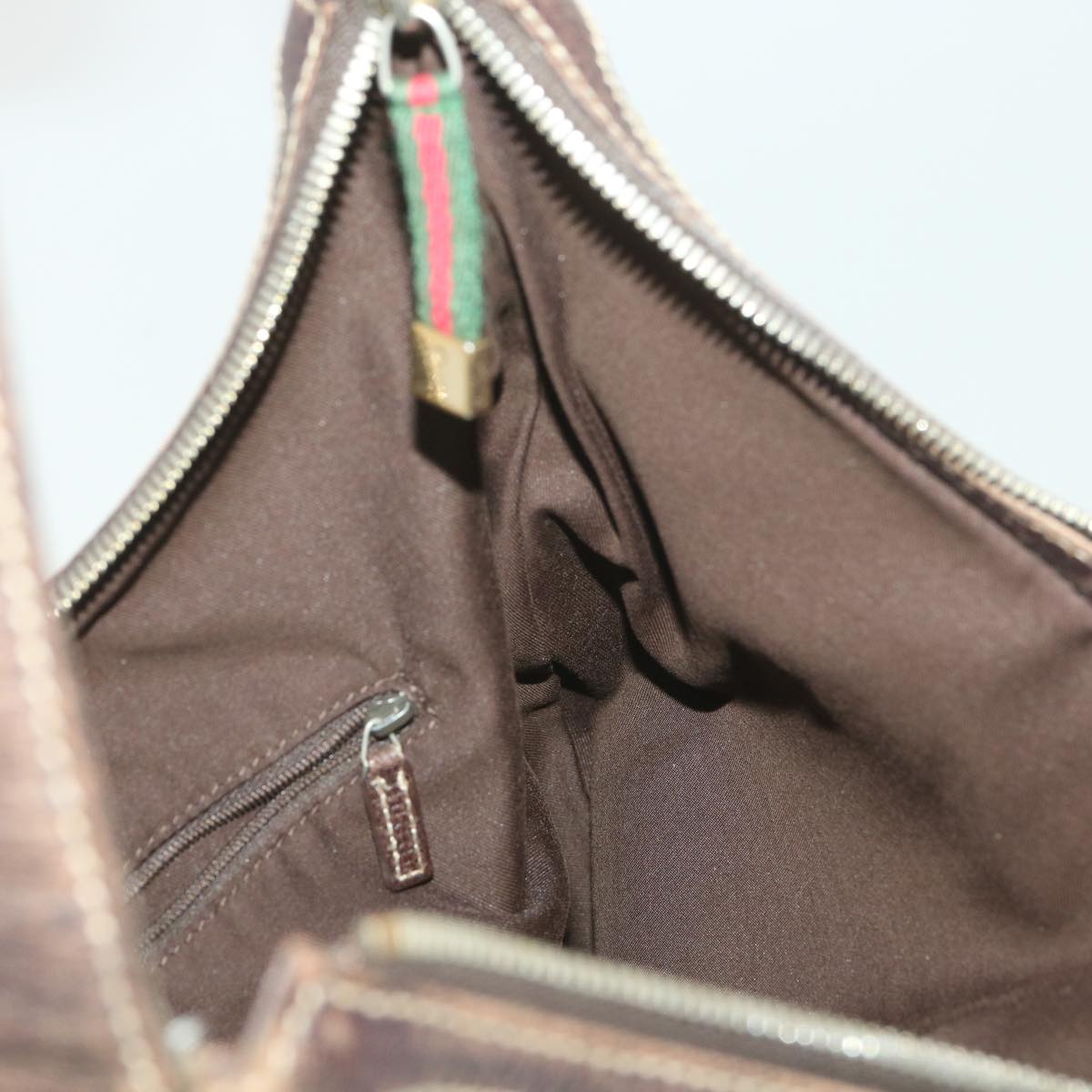 GUCCI Web Sherry Line GG Canvas Shoulder Bag Beige Green Red 162882 38507