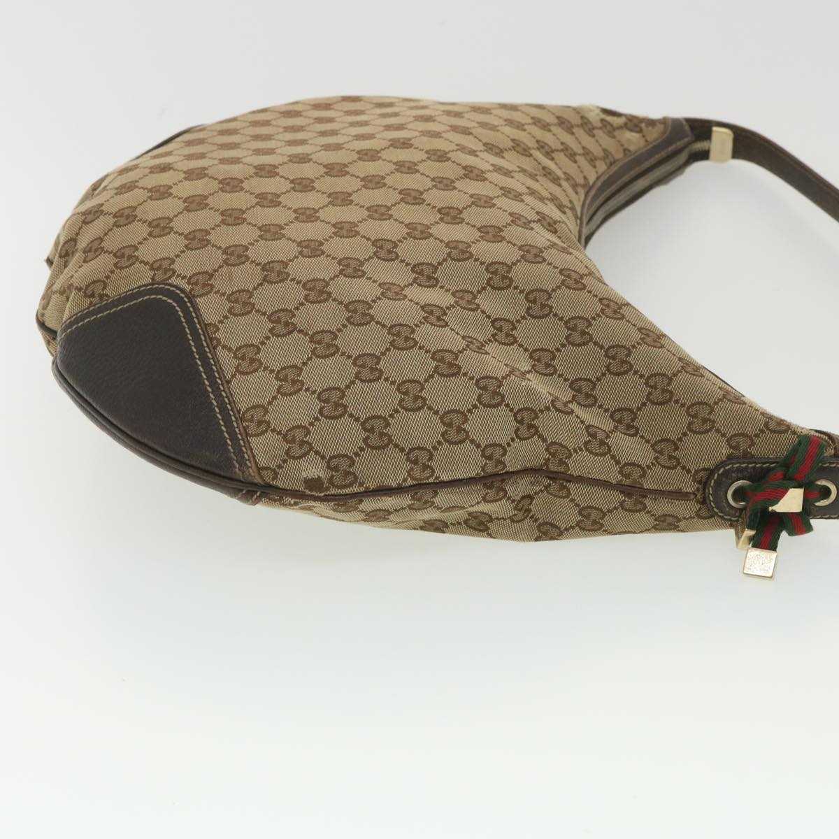 GUCCI Web Sherry Line GG Canvas Shoulder Bag Beige Green Red 162882 38507