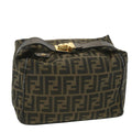 FENDI Zucca Canvas Hand Pouch Nylon Black Brown 38514