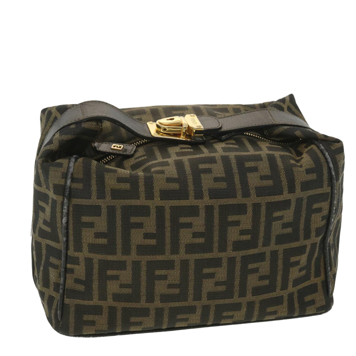 FENDI Zucca Canvas Hand Pouch Nylon Black Brown 38514
