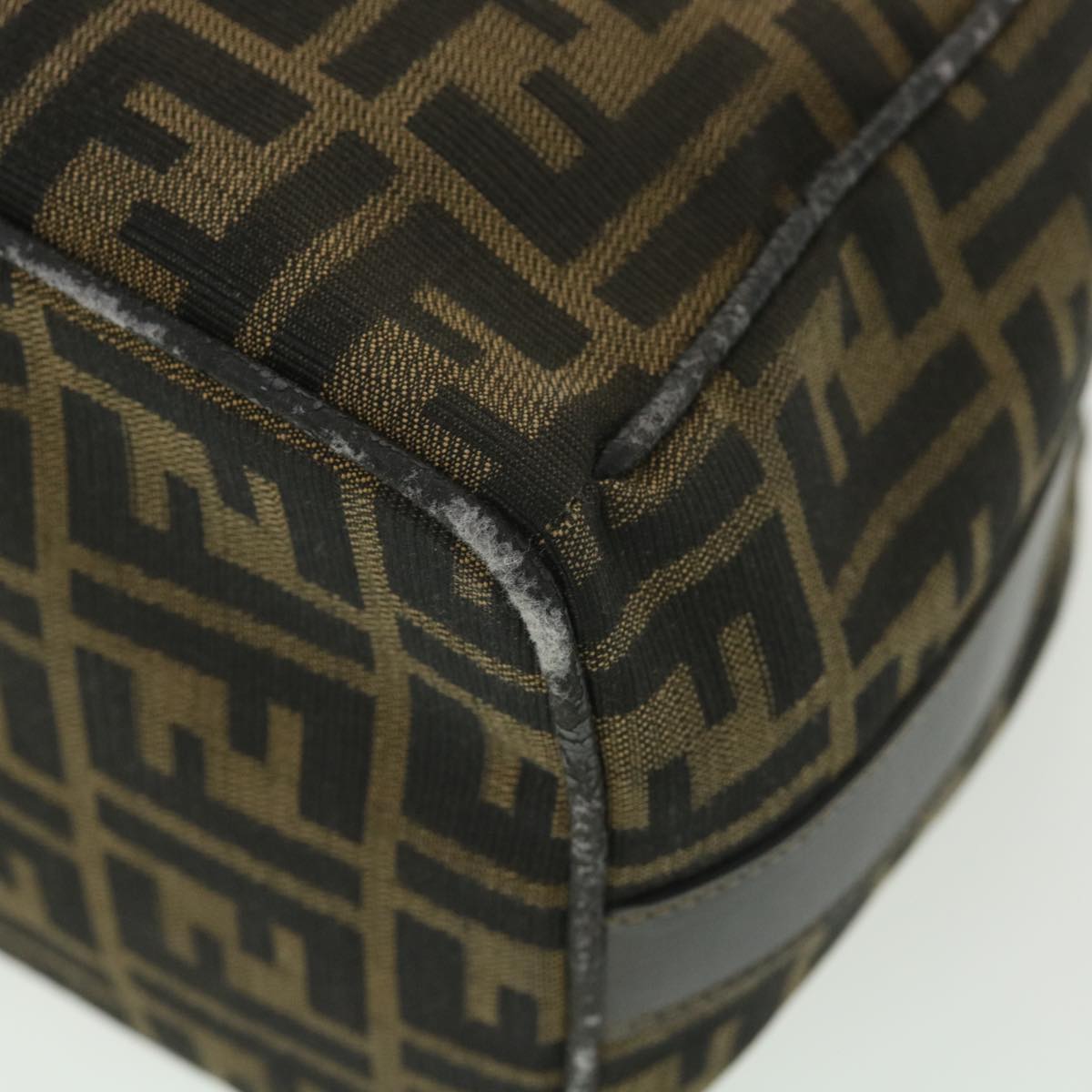 FENDI Zucca Canvas Hand Pouch Nylon Black Brown 38514