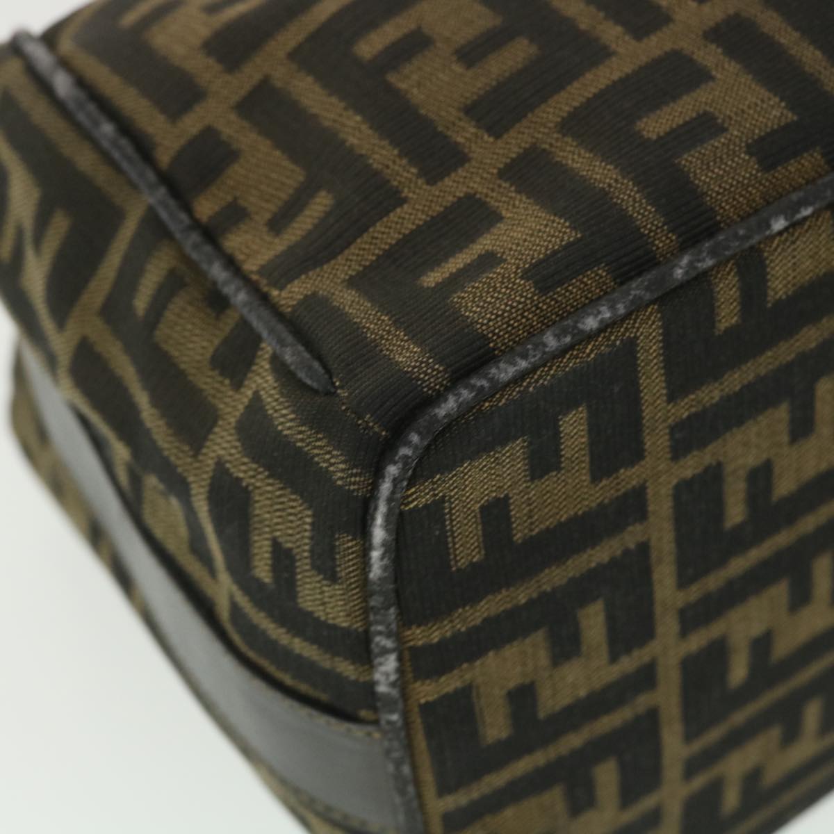 FENDI Zucca Canvas Hand Pouch Nylon Black Brown 38514