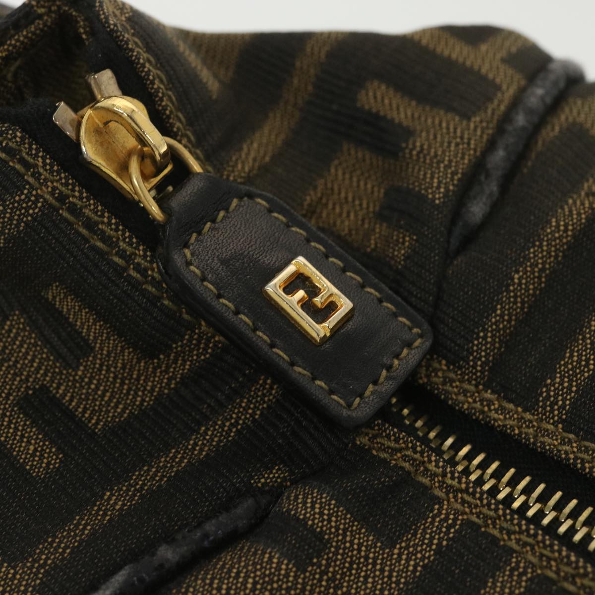 FENDI Zucca Canvas Hand Pouch Nylon Black Brown 38514