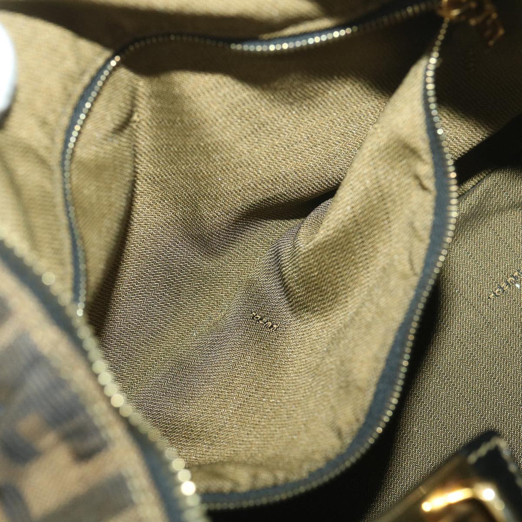 FENDI Zucca Canvas Hand Pouch Nylon Black Brown 38514