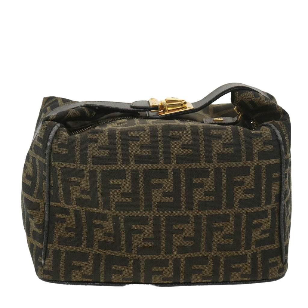 FENDI Zucca Canvas Hand Pouch Nylon Black Brown 38514
