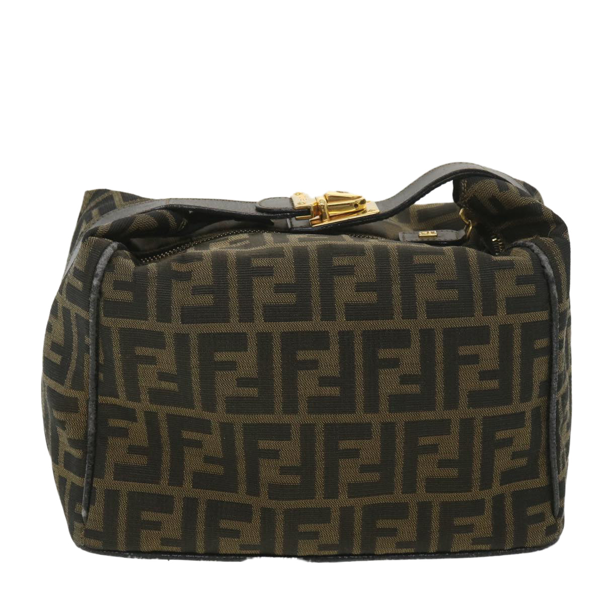 FENDI Zucca Canvas Hand Pouch Nylon Black Brown 38514