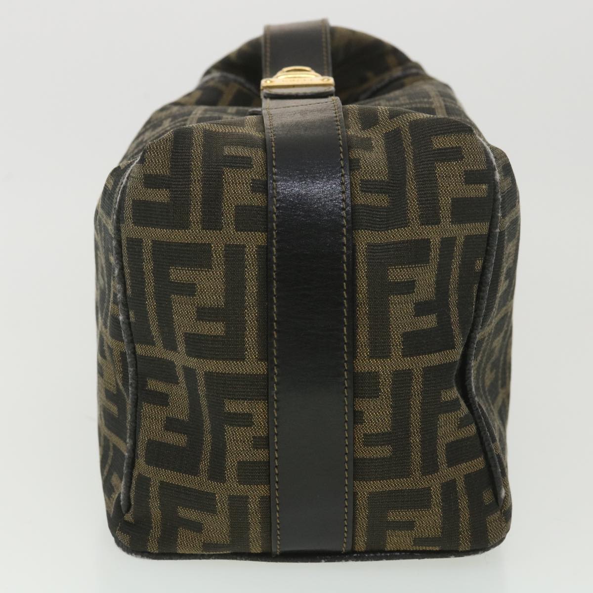 FENDI Zucca Canvas Hand Pouch Nylon Black Brown 38514