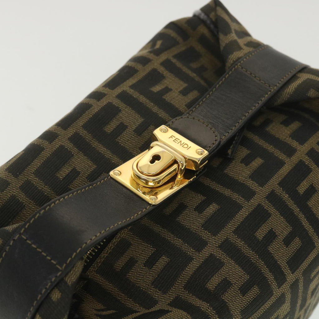 FENDI Zucca Canvas Hand Pouch Nylon Black Brown 38514