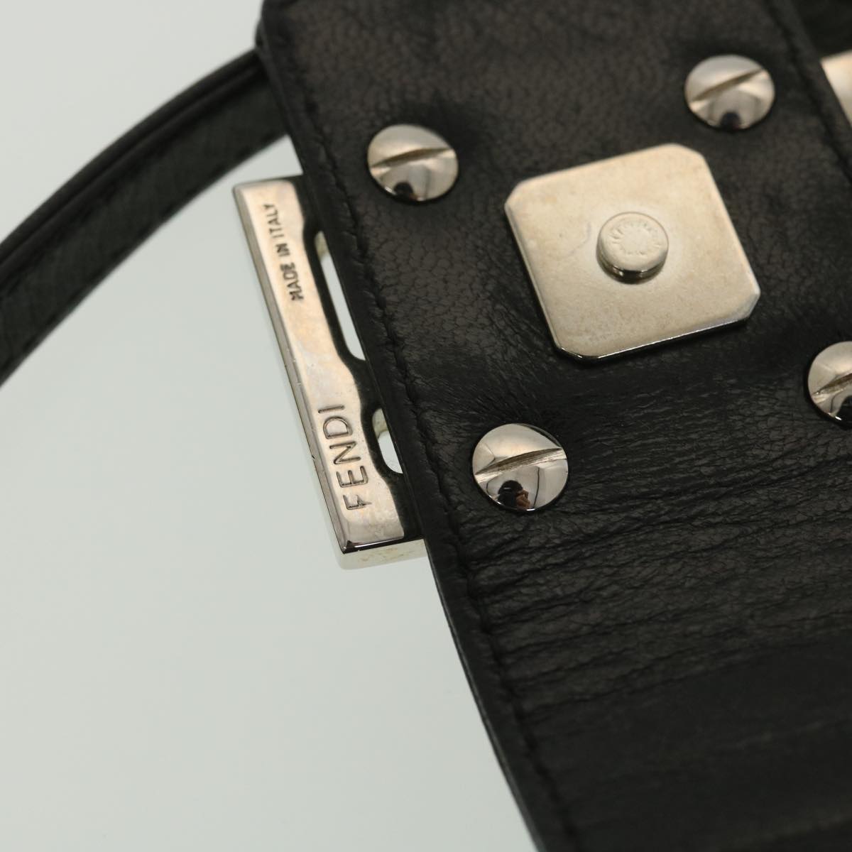 FENDI Mamma Baguette Shoulder Bag Nylon Black 38530