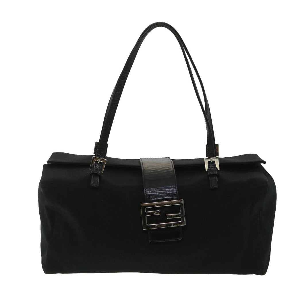 FENDI Mamma Baguette Shoulder Bag Nylon Black 38530