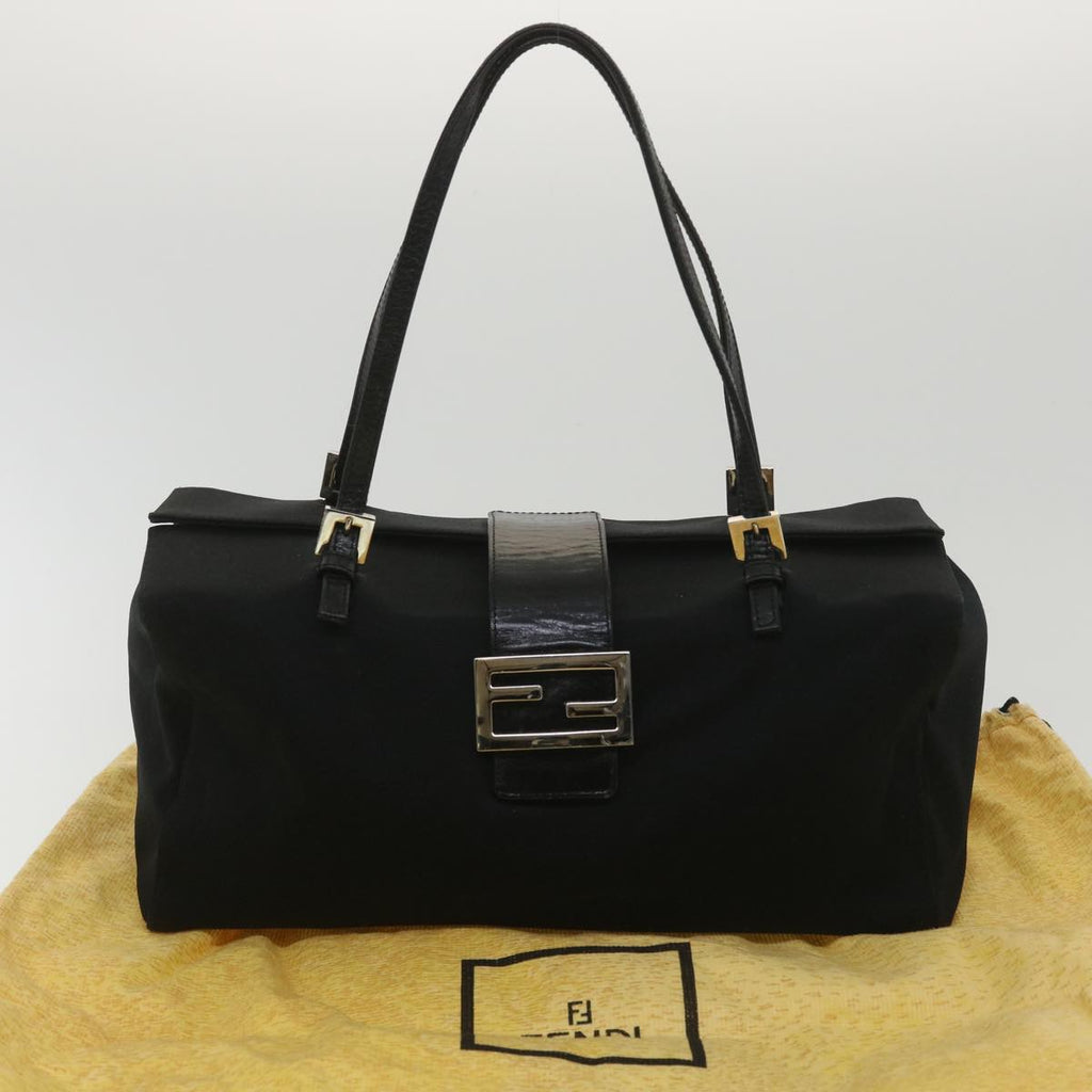 FENDI Mamma Baguette Shoulder Bag Nylon Black 38530