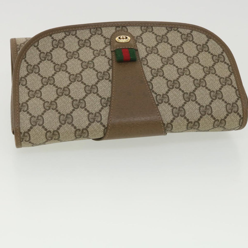 GUCCI GG Canvas Web Sherry Line Clutch Bag Beige Red Green 89.01.030 38628