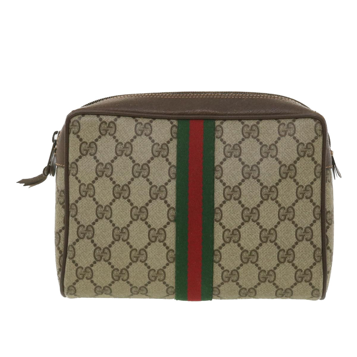 GUCCI GG Canvas Web Sherry Line Clutch Bag Beige Red Green 156.01.012 38638