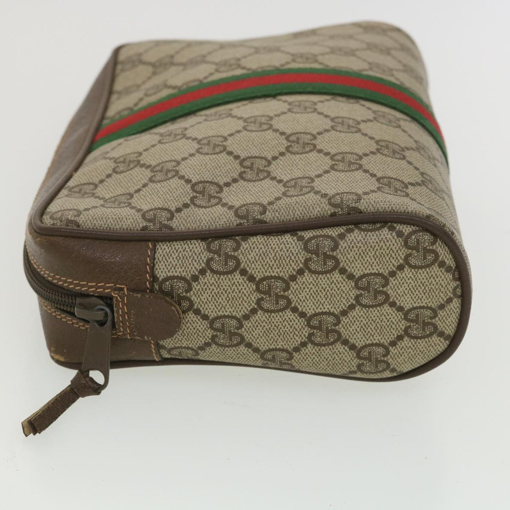 GUCCI GG Canvas Web Sherry Line Clutch Bag Beige Red Green 156.01.012 38638