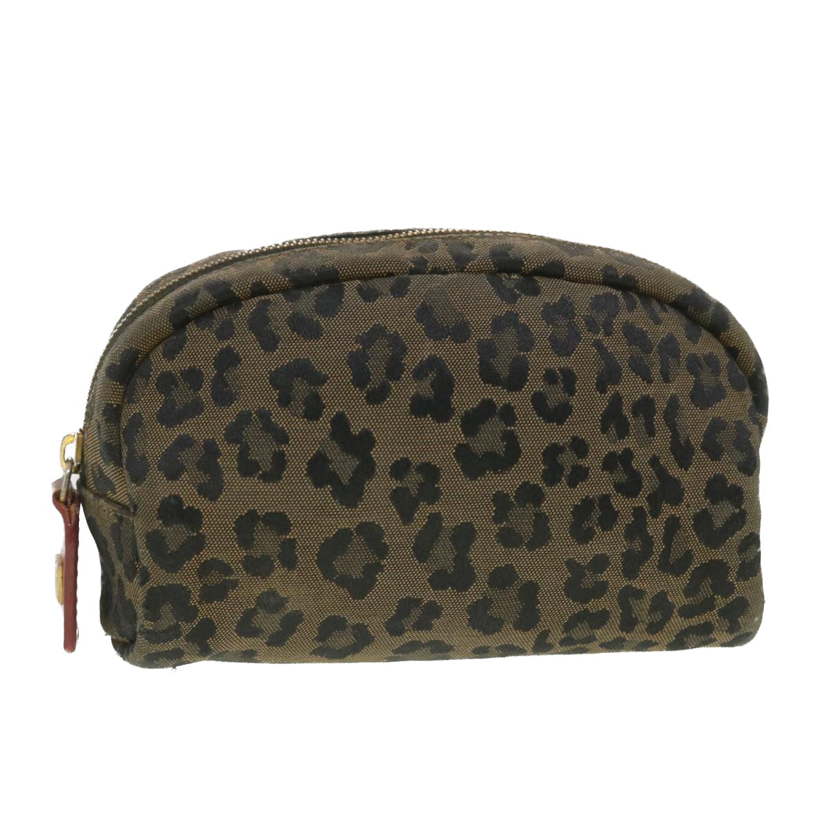 FENDI Leopard Pouch Canvas Black Brown 38641