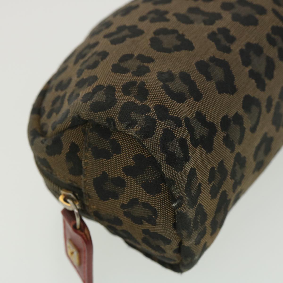 FENDI Leopard Pouch Canvas Black Brown 38641