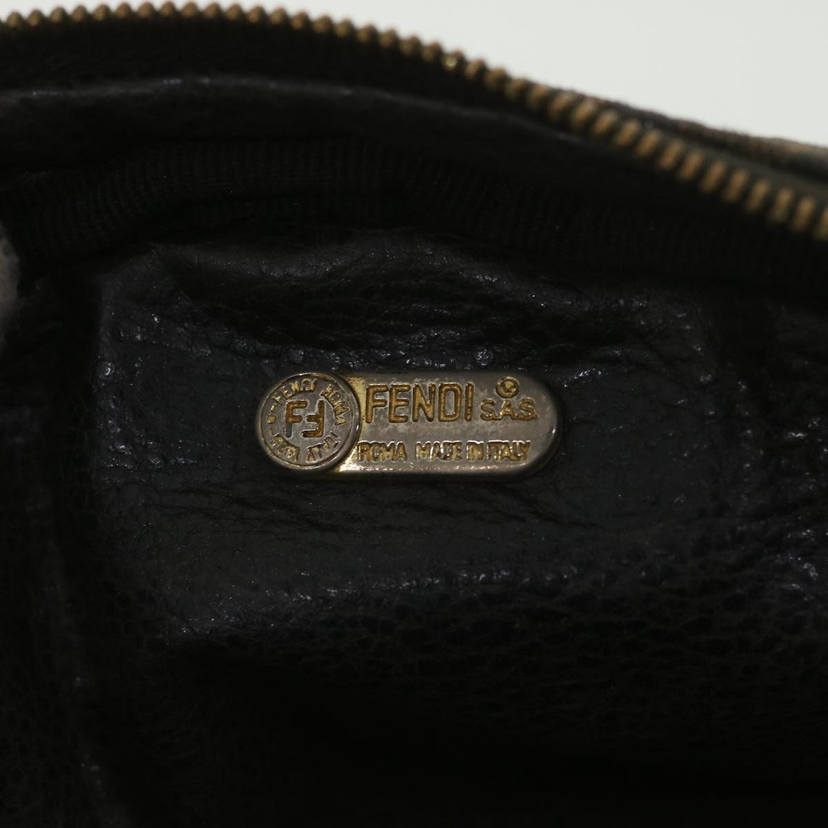 FENDI Leopard Pouch Canvas Black Brown 38641