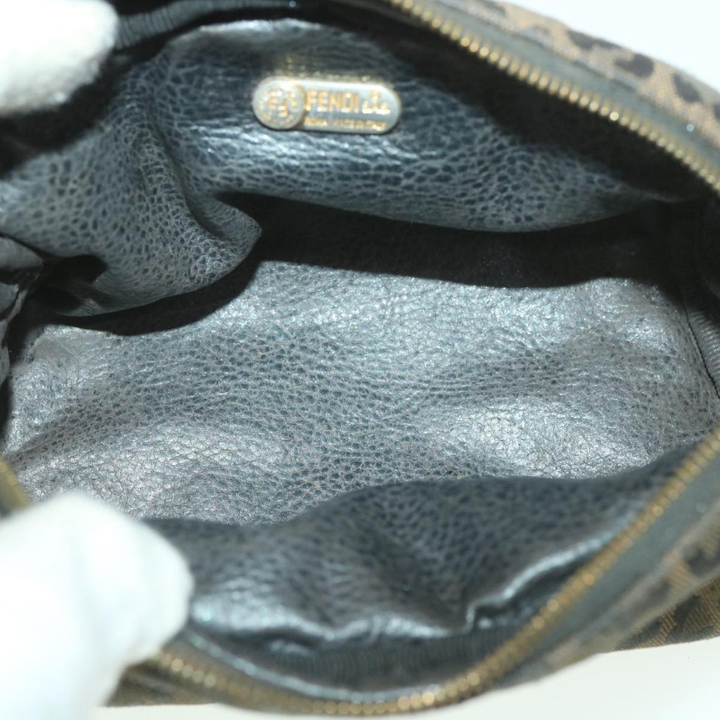 FENDI Leopard Pouch Canvas Black Brown 38641