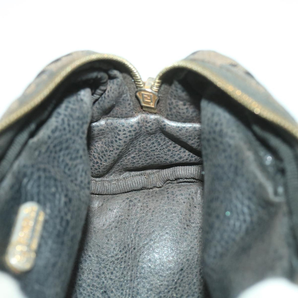 FENDI Leopard Pouch Canvas Black Brown 38641