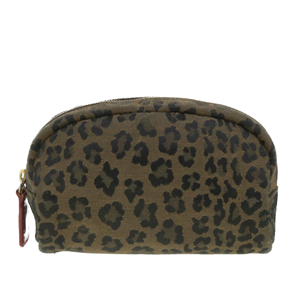 FENDI Leopard Pouch Canvas Black Brown 38641
