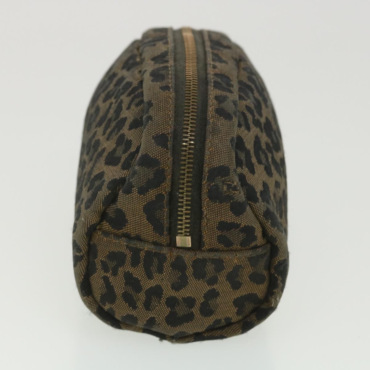 FENDI Leopard Pouch Canvas Black Brown 38641