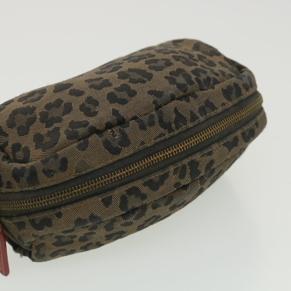 FENDI Leopard Pouch Canvas Black Brown 38641