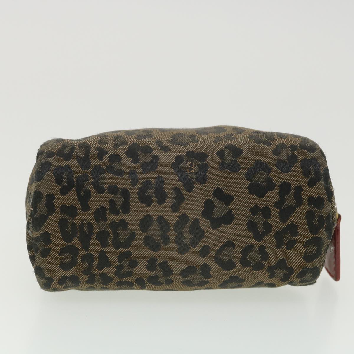 FENDI Leopard Pouch Canvas Black Brown 38641
