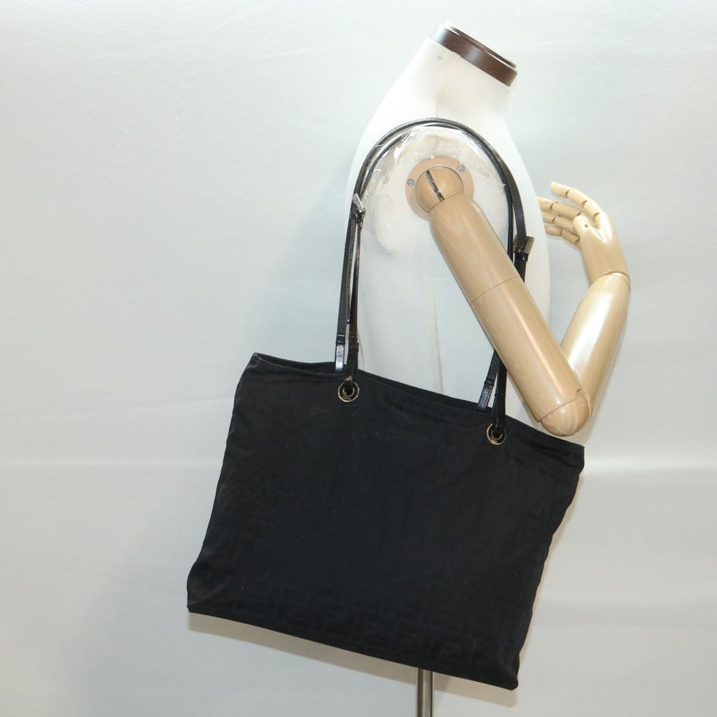 FENDI Zucca Canvas Shoulder Bag Black 38666