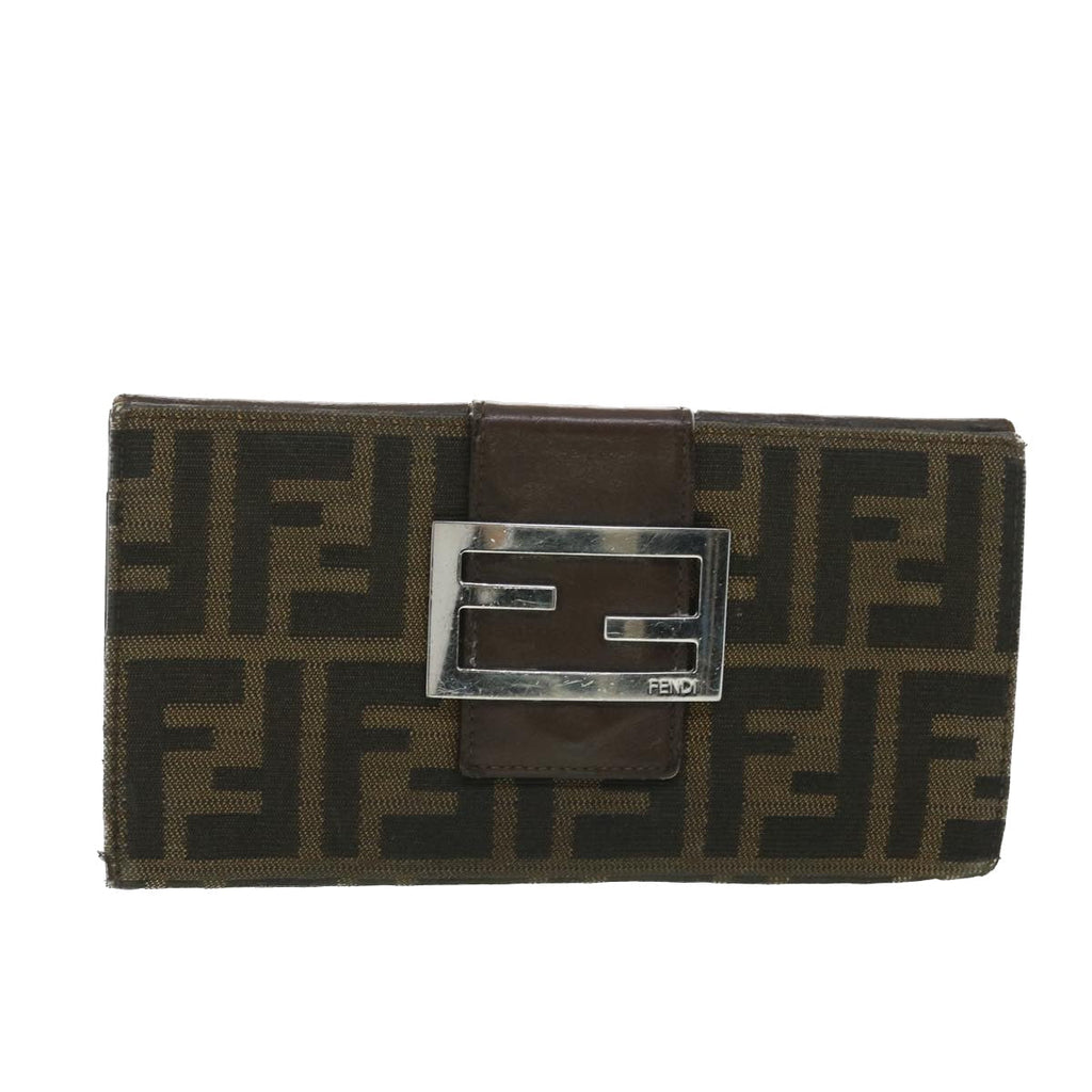 FENDI Zucca Canvas Long Wallet Black Brown 2400-31133 018 38704