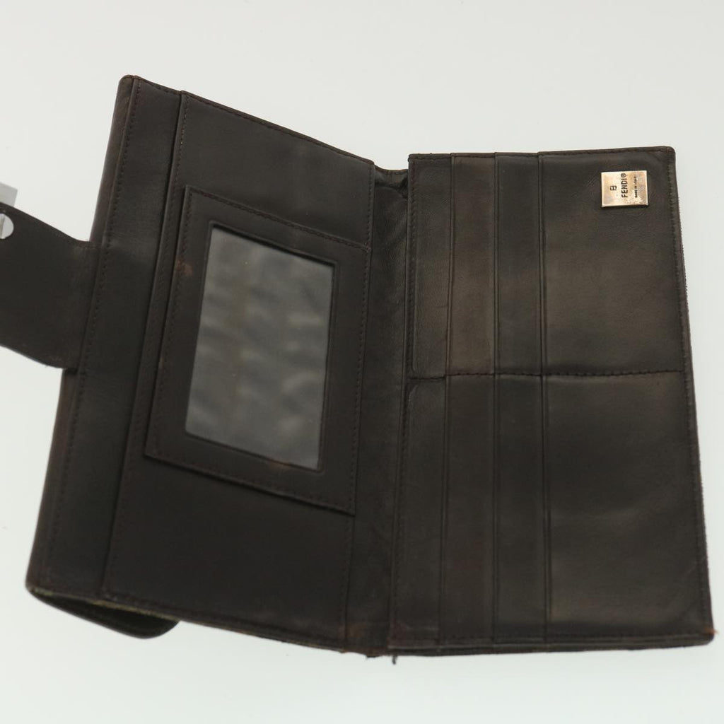 FENDI Zucca Canvas Long Wallet Black Brown 2400-31133 018 38704
