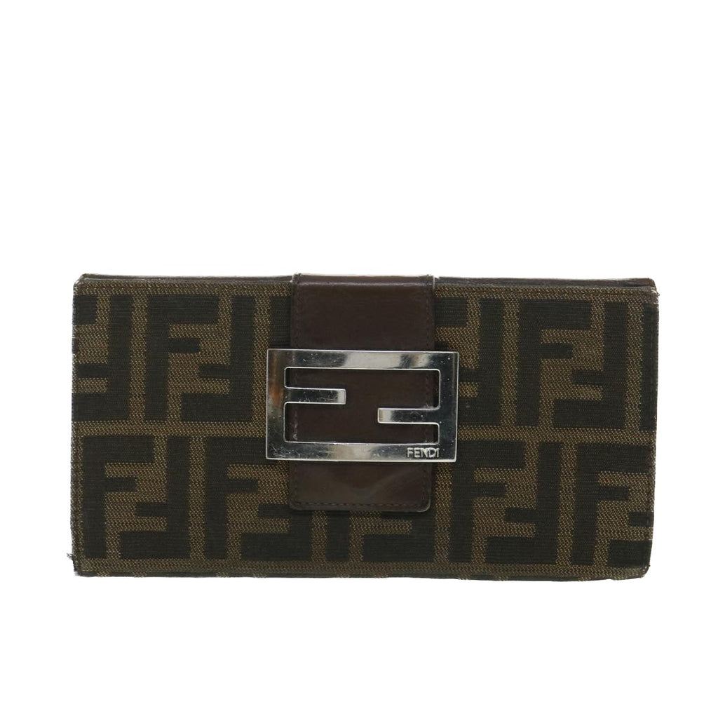 FENDI Zucca Canvas Long Wallet Black Brown 2400-31133 018 38704