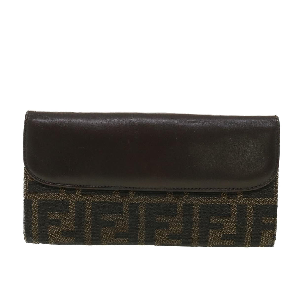 FENDI Zucca Canvas Long Wallet Black Brown 2400-31133 018 38704