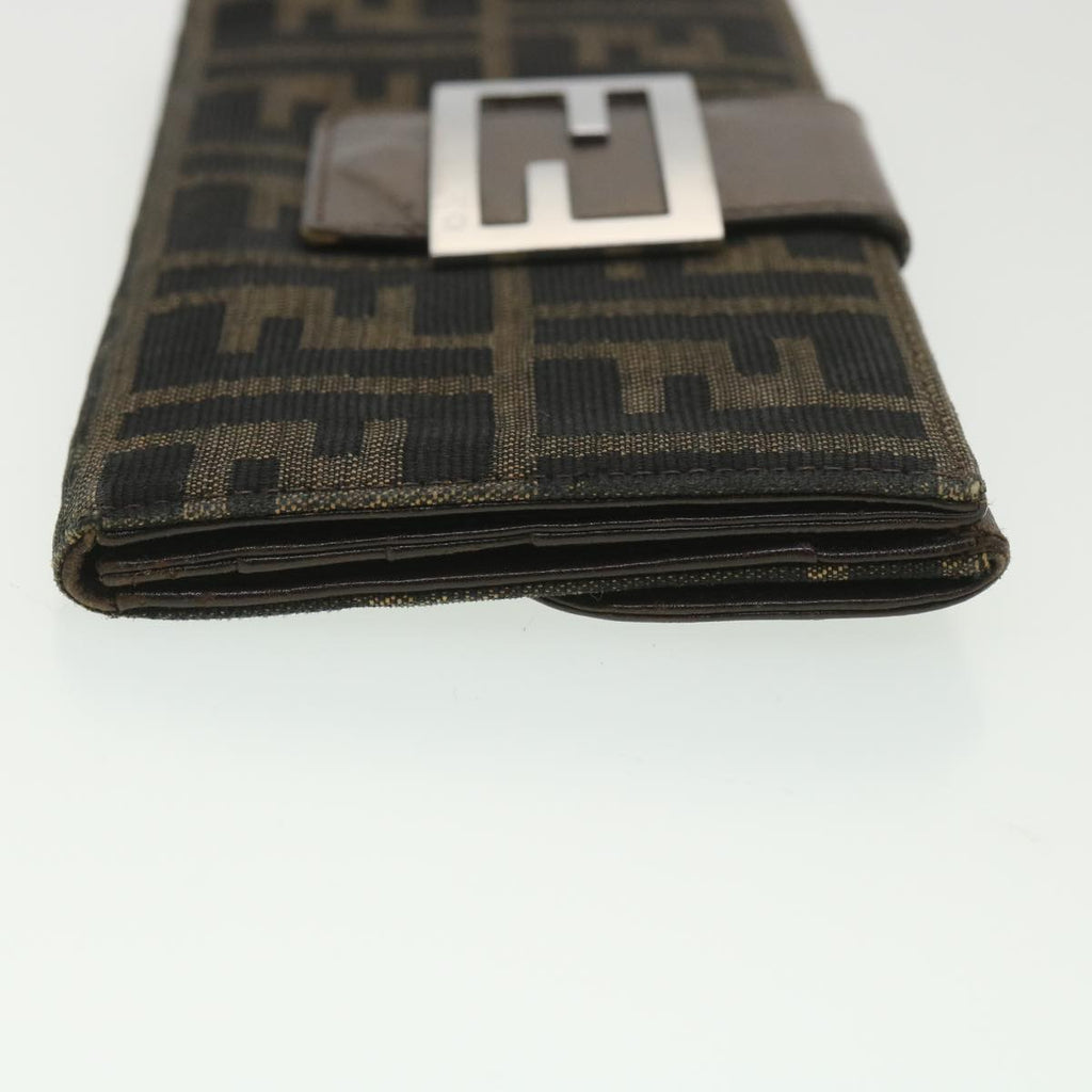 FENDI Zucca Canvas Long Wallet Black Brown 2400-31133 018 38704