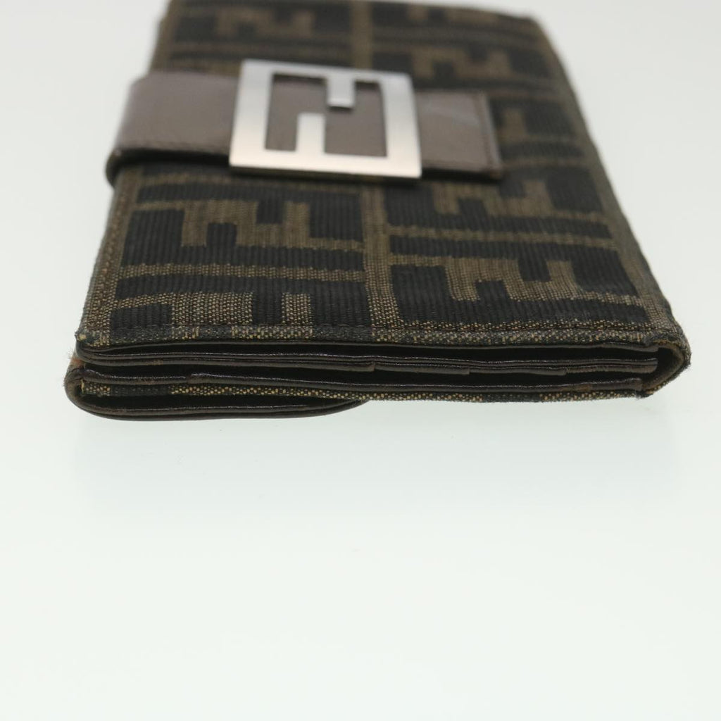 FENDI Zucca Canvas Long Wallet Black Brown 2400-31133 018 38704