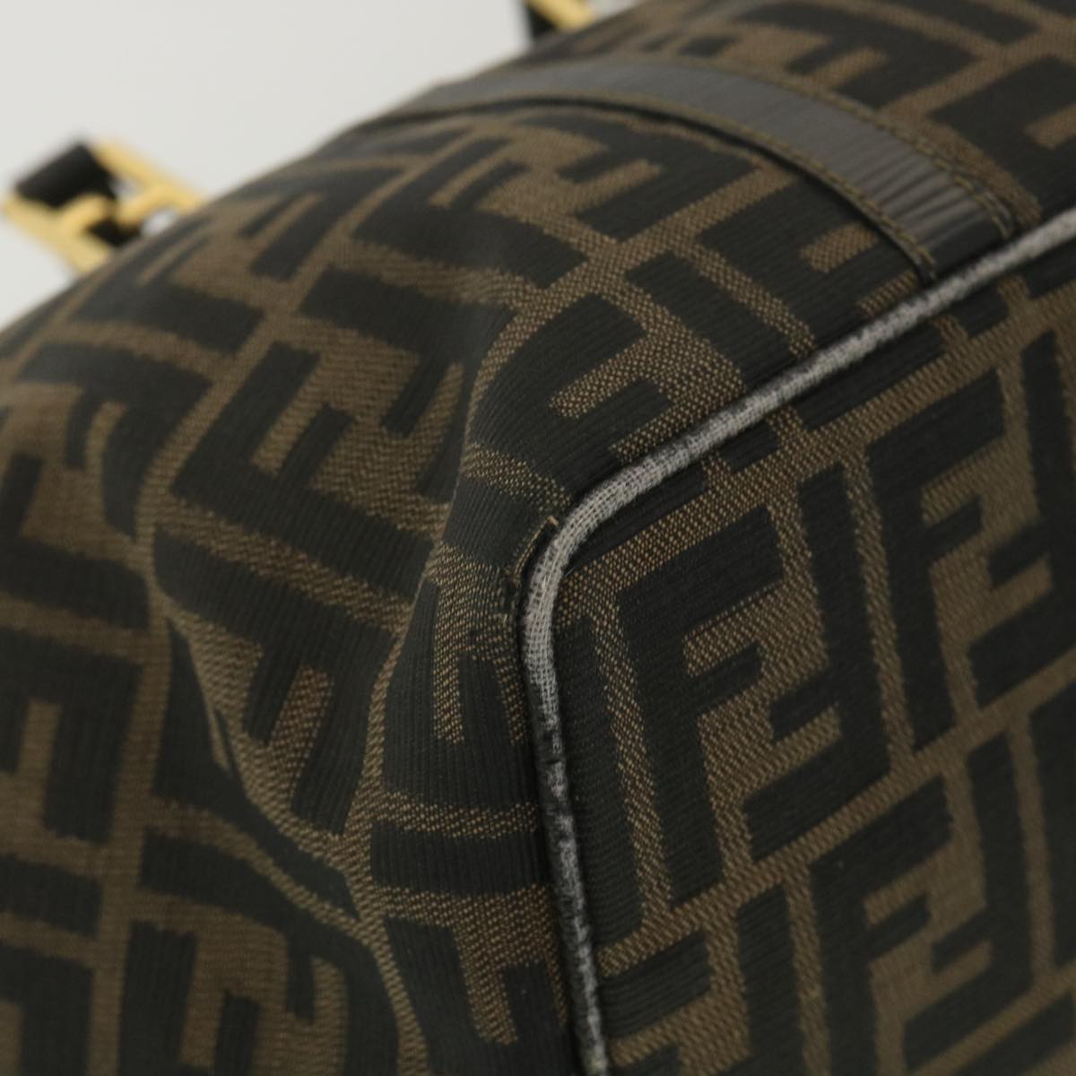 FENDI Zucca Canvas Hand Bag Black Brown 38724